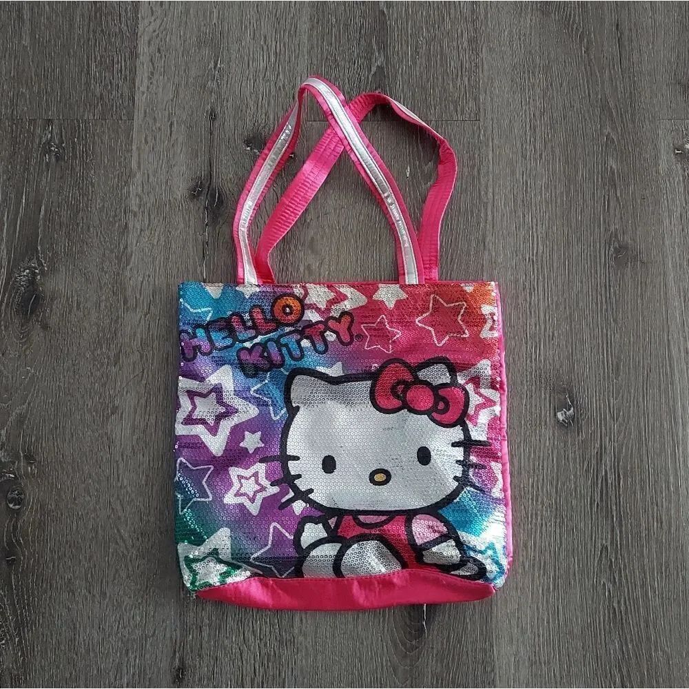 NEW Hello Kitty Sanrio 2013 Multicolor Sequin Tote Bag